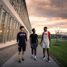 Students walking outside Student Life Center